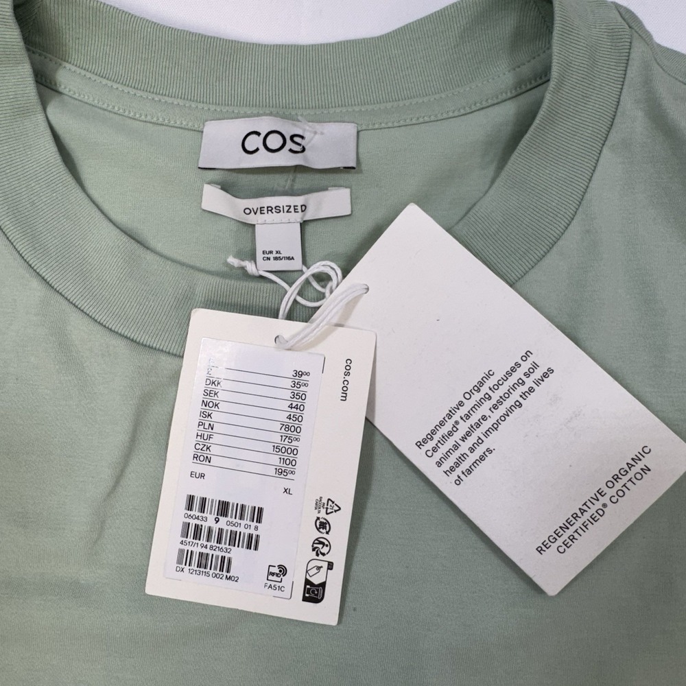 NEW COS Women's L / XL Oversized Tee Tshirt 100% Organic Cotton Boxy Green - Picture 8 of 13